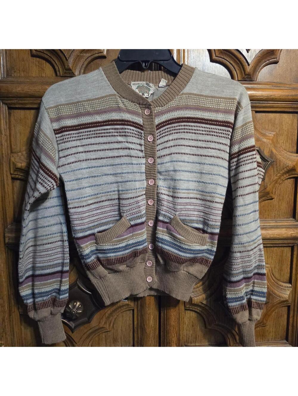 Vintage 70s Organically Grown by Arpeja Striped Cardigan